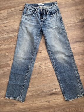 Moussy Washed Blue Straight-Leg Jeans